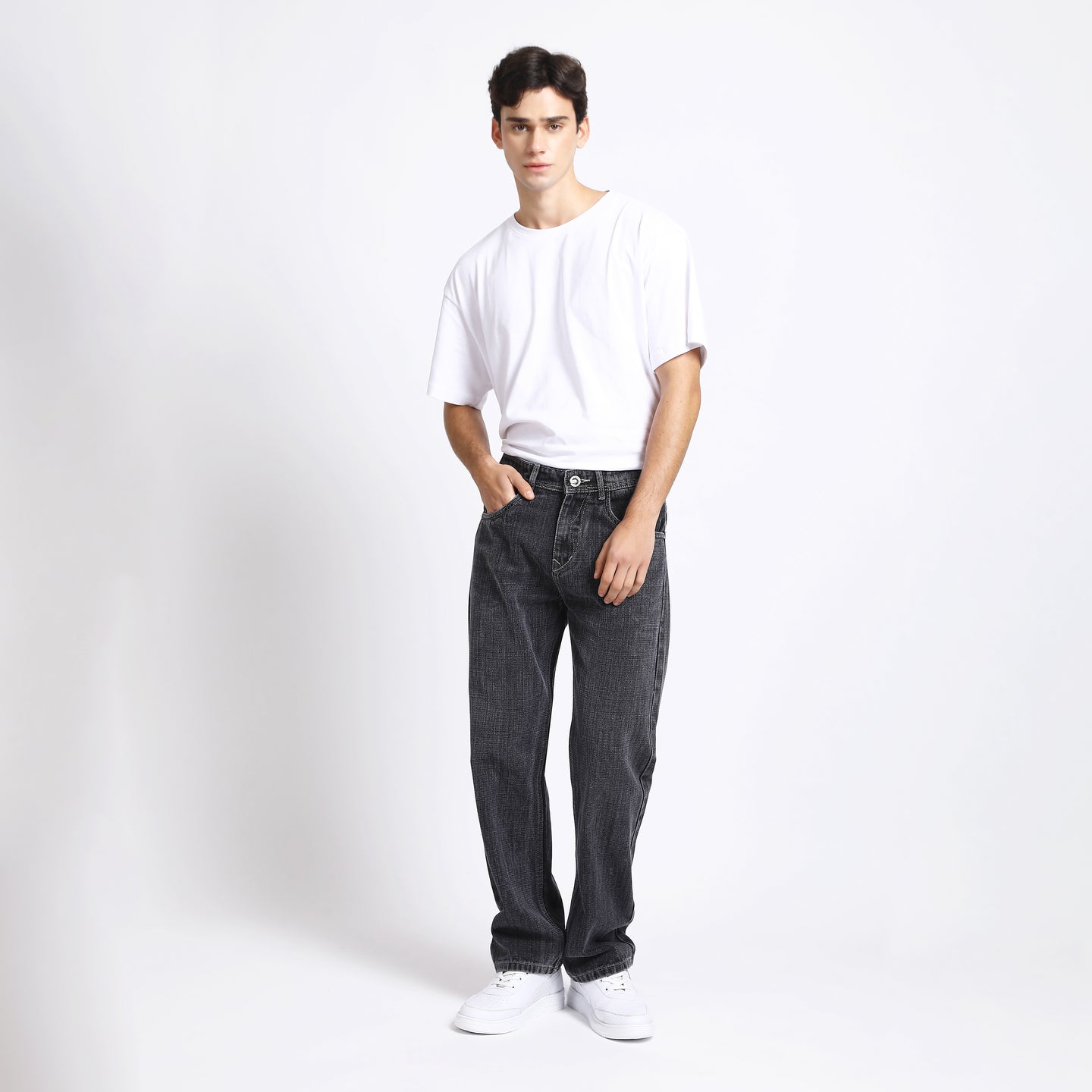 DARK GREY BAGGY FIT JEAN TEDDY 4753-1